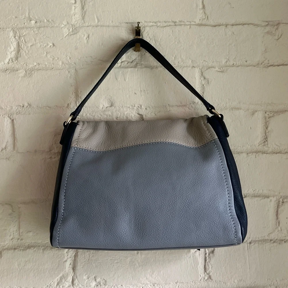 Kate Spade NWOT dark blue, light blue, & light gray boho leather handbag